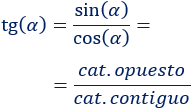 Fórmulas para calcular el seno, el coseno y la tangente del ángulo de un triángulo rectángulo a partir de sus lados y problemas resueltos de trigonometría básica aplicando dichas fórmulas. Geometría. Matemáticas. Secundaria.